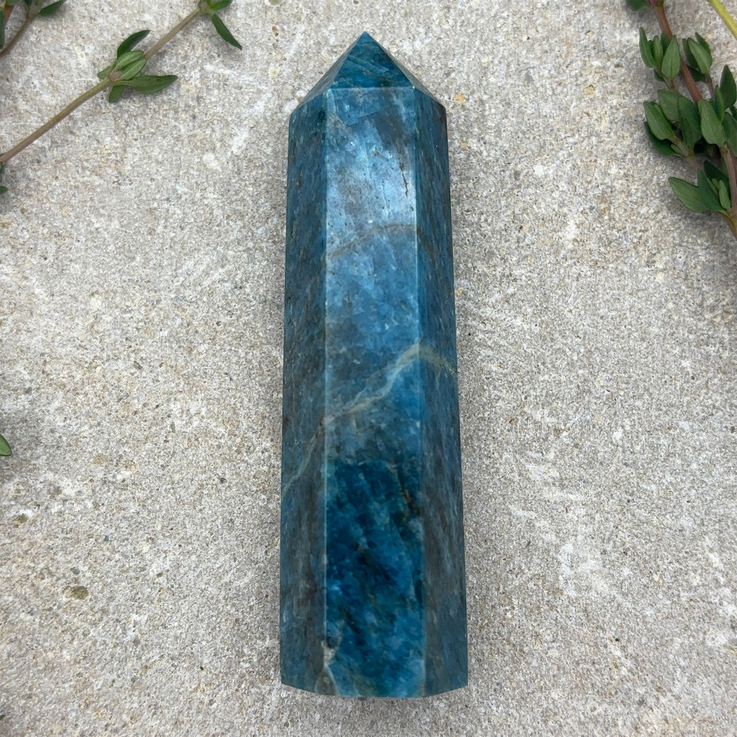 Dark Blue Apatite Tower Crystal