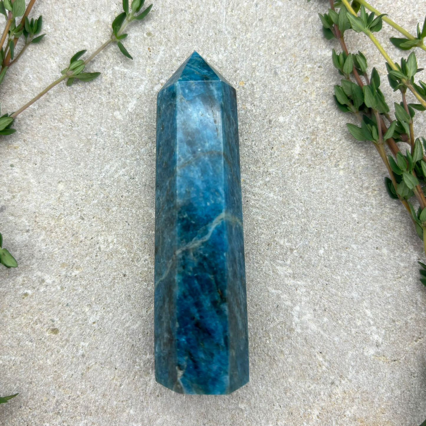 Dark Blue Apatite Tower Crystal